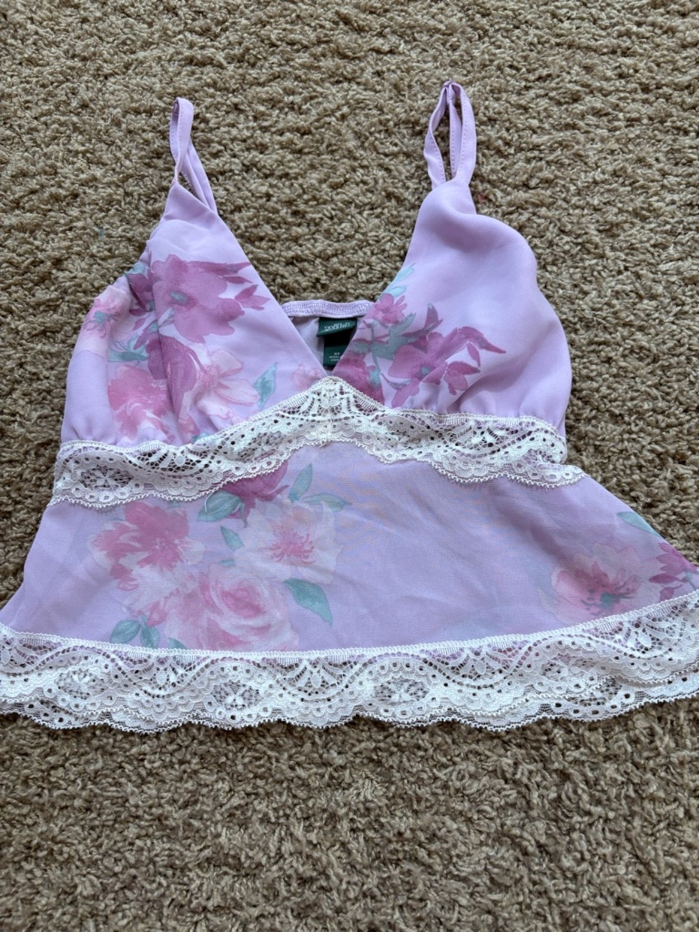 wild fable Lavender Floral Lace Trim Cami
